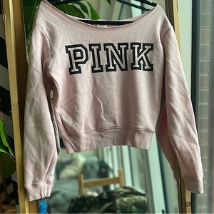 Victoria’s Secret PINK Wide Neck Crop 80s Style Sweatshirt XS